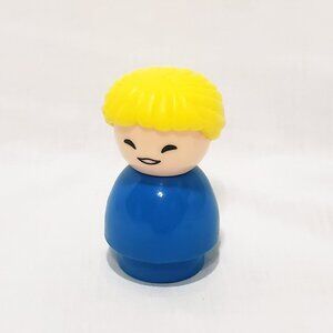 Little People Blonde Woman Blue dress Large Fisher Price Teacher Mom Lady 2.75"